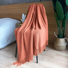 Load image into Gallery viewer, LOMAO Knitted Throw Blanket with Tassels Bubble Textured Lightweight Throws for Couch Cover Home Decor (Coral, 50x60)
