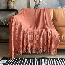 Load image into Gallery viewer, LOMAO Knitted Throw Blanket with Tassels Bubble Textured Lightweight Throws for Couch Cover Home Decor (Coral, 50x60)
