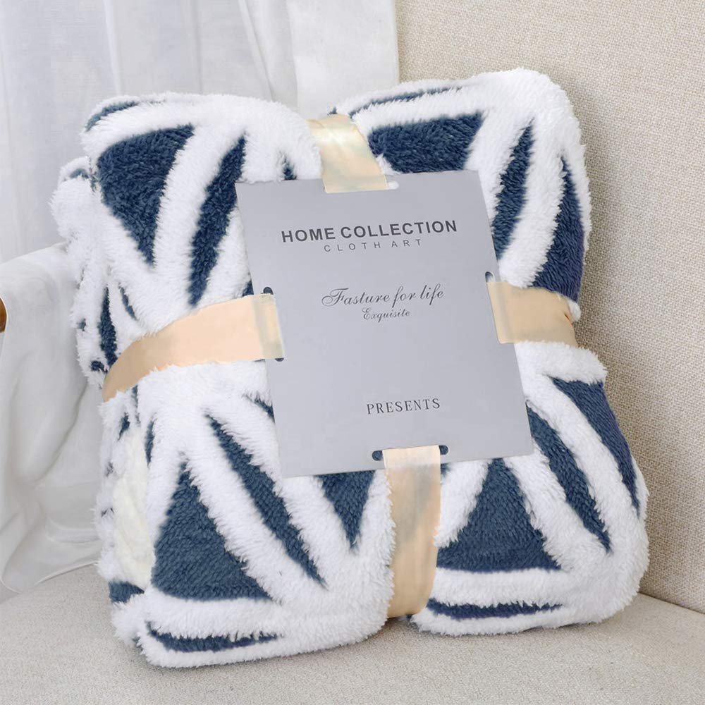 LOMAO Sherpa Fleece Blanket Fuzzy Soft Throw Blanket Dual Sided Blanket for Couch Sofa Bed (Navy, 51