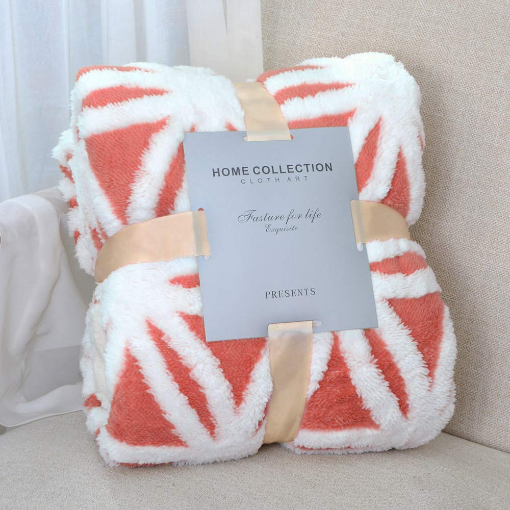 LOMAO Sherpa Fleece Blanket Fuzzy Soft Throw Blanket Dual Sided Blanket for Couch Sofa Bed (Coral, 51