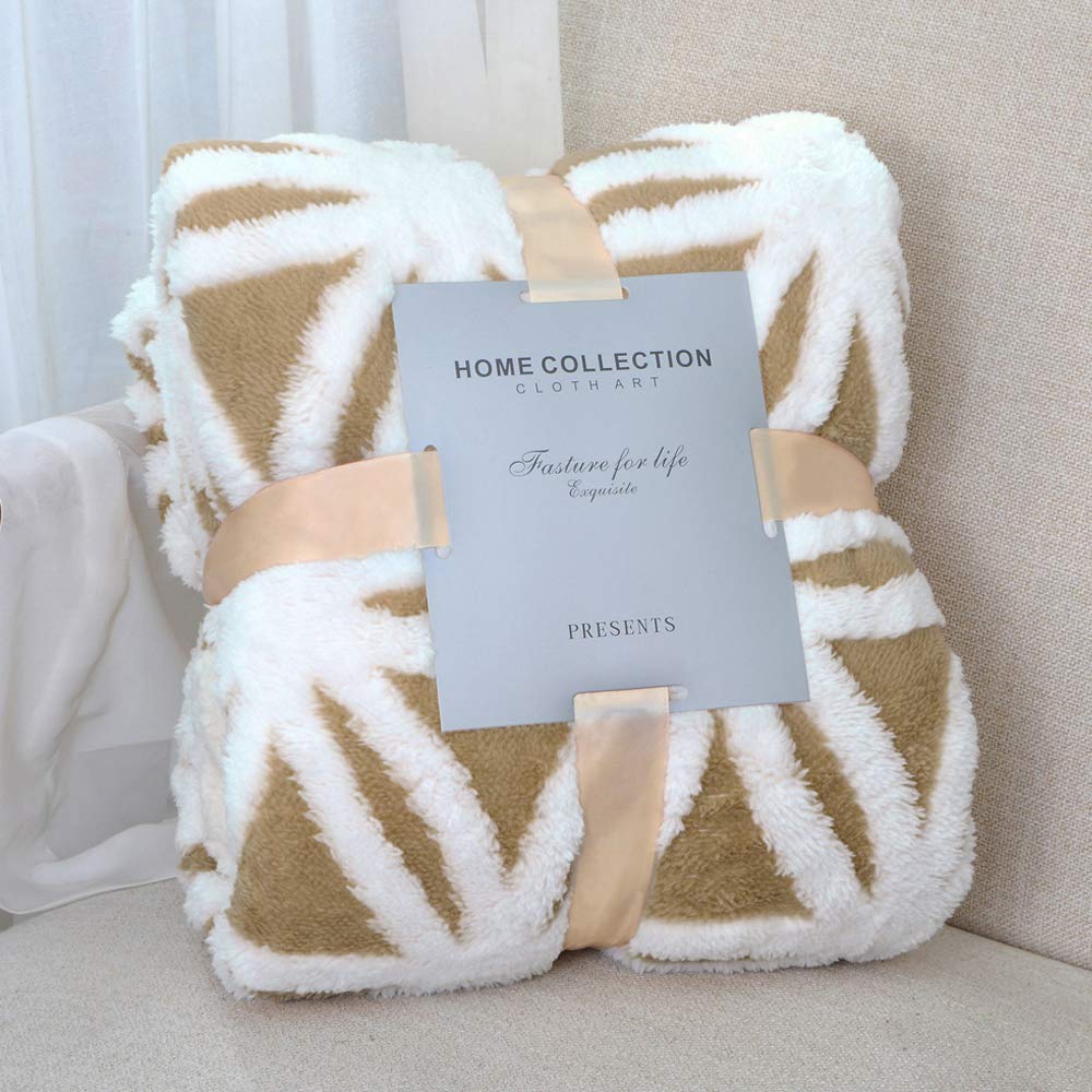 LOMAO Sherpa Fleece Blanket Fuzzy Soft Throw Blanket Dual Sided Blanket for Couch Sofa Bed (Khaki, 51