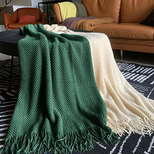 Load image into Gallery viewer, LOMAO Knitted Throw Blanket with Tassels Bubble Textured Lightweight Throws for Couch Cover Home Decor (Green, 50x60)
