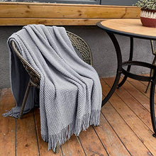 Load image into Gallery viewer, LOMAO Knitted Throw Blanket with Tassels Bubble Textured Soft Lightweight Throws for Couch Cover Home Decor (Light Grey, 50x60)
