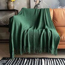 Load image into Gallery viewer, LOMAO Knitted Throw Blanket with Tassels Bubble Textured Lightweight Throws for Couch Cover Home Decor (Green, 50x60)
