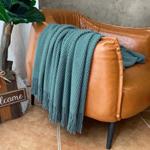 Load image into Gallery viewer, LOMAO Knitted Throw Blanket with Tassels Bubble Textured Soft Blanket Lightweight Warm Throw Blanket for Couch Cover Home Decor (Teal, 50x60)
