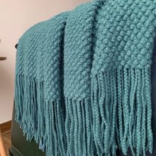 Load image into Gallery viewer, LOMAO Knitted Throw Blanket with Tassels Bubble Textured Soft Blanket Lightweight Warm Throw Blanket for Couch Cover Home Decor (Teal, 50x60)
