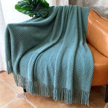 Load image into Gallery viewer, LOMAO Knitted Throw Blanket with Tassels Bubble Textured Soft Blanket Lightweight Warm Throw Blanket for Couch Cover Home Decor (Teal, 50x60)
