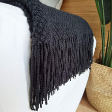 Load image into Gallery viewer, LOMAO Knitted Throw Blanket with Tassels Bubble Textured Lightweight Throws for Couch Cover Home Decor (Black, 50x60)
