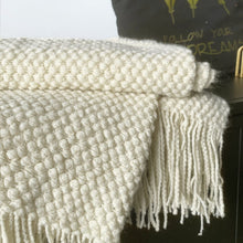 Load image into Gallery viewer, LOMAO Knitted Throw Blanket with Tassels Bubble Textured Lightweight Throws for Couch Cover Home Decor (Cream, 50x60)
