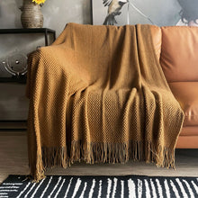 Load image into Gallery viewer, LOMAO Knitted Throw Blanket with Tassels Bubble Textured Soft Blanket Lightweight Warm Throws for Couch Cover Home Decor (Khaki, 50x60)
