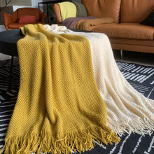 Load image into Gallery viewer, LOMAO Knitted Throw Blanket with Tassels Bubble Textured Lightweight Throws for Couch Cover Home Decor (Cream, 50x60)
