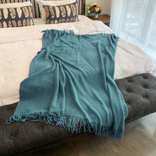 Load image into Gallery viewer, LOMAO Knitted Throw Blanket with Tassels Bubble Textured Soft Blanket Lightweight Warm Throw Blanket for Couch Cover Home Decor (Teal, 50x60)
