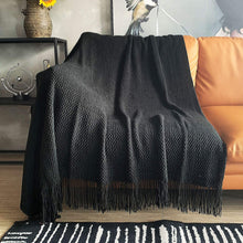 Load image into Gallery viewer, LOMAO Knitted Throw Blanket with Tassels Bubble Textured Lightweight Throws for Couch Cover Home Decor (Black, 50x60)
