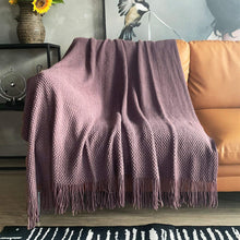 Load image into Gallery viewer, LOMAO Knitted Throw Blanket with Tassels Bubble Textured Soft Blanket Lightweight Throws for Couch Cover Home Decor (Pale Lavendar, 50x60)
